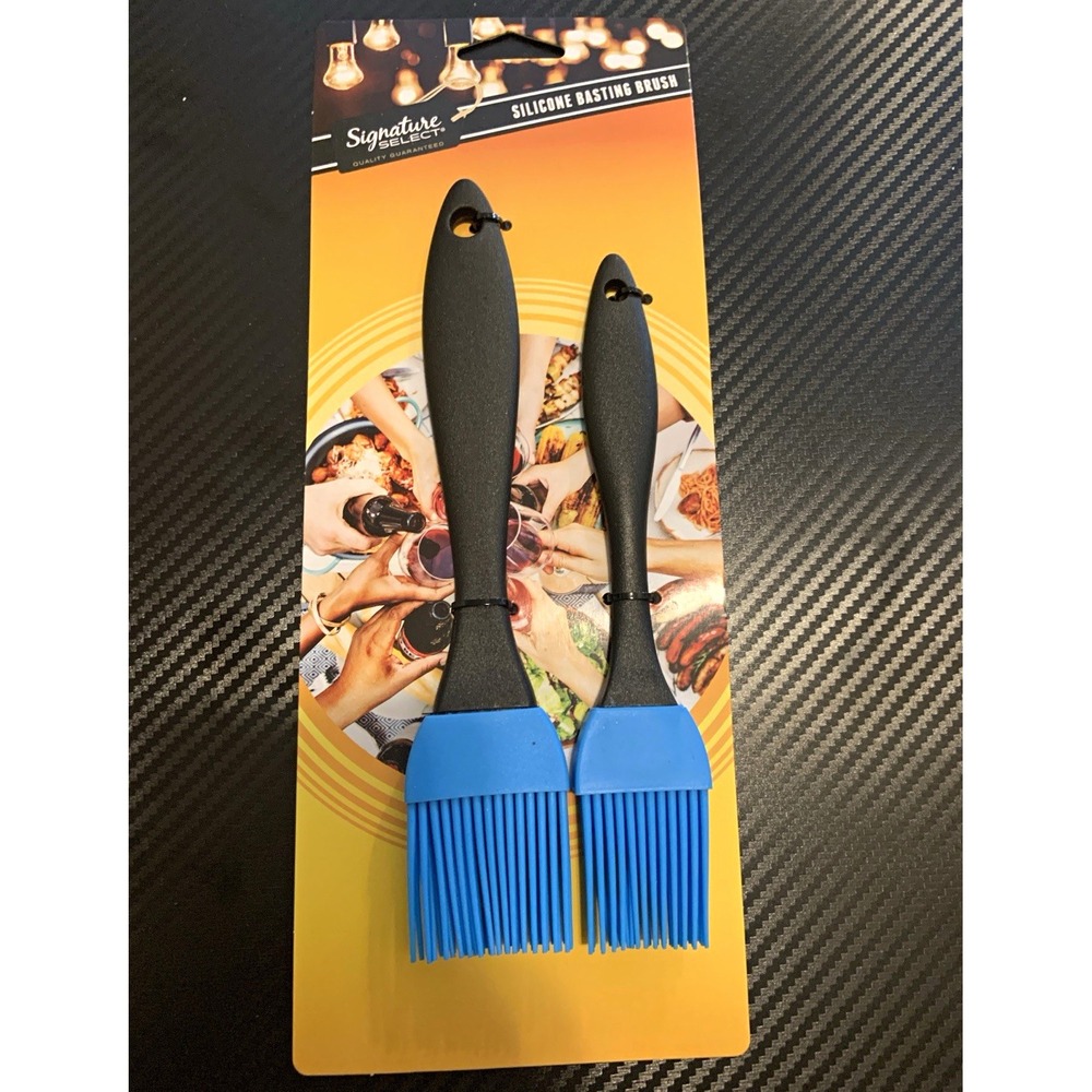 Signature Select Heat Resistant Silicone Basting Brush 2-Pack Blue/Black